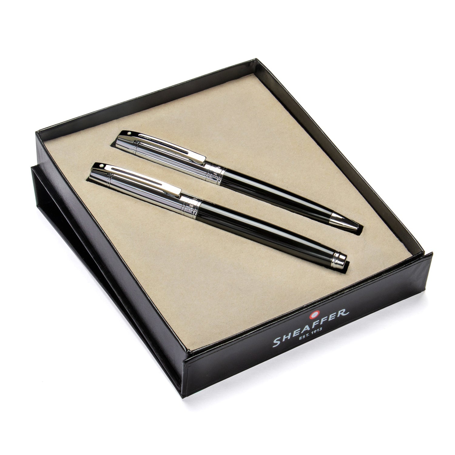 Sheaffer Gift Set ft. Glossy Black S300 with Chrome Trim as Set of 2 pens -  Ballpoint Pen & Fountain pen (M)