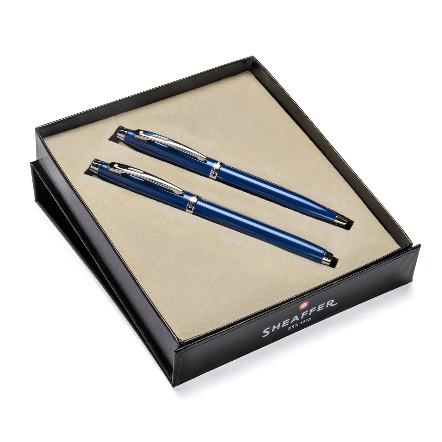 Sheaffer Gift Set ft. Glossy Blue S100 with Chrome Trim as Set of 2 pens -  Ballpoint Pen & Rollerball pen