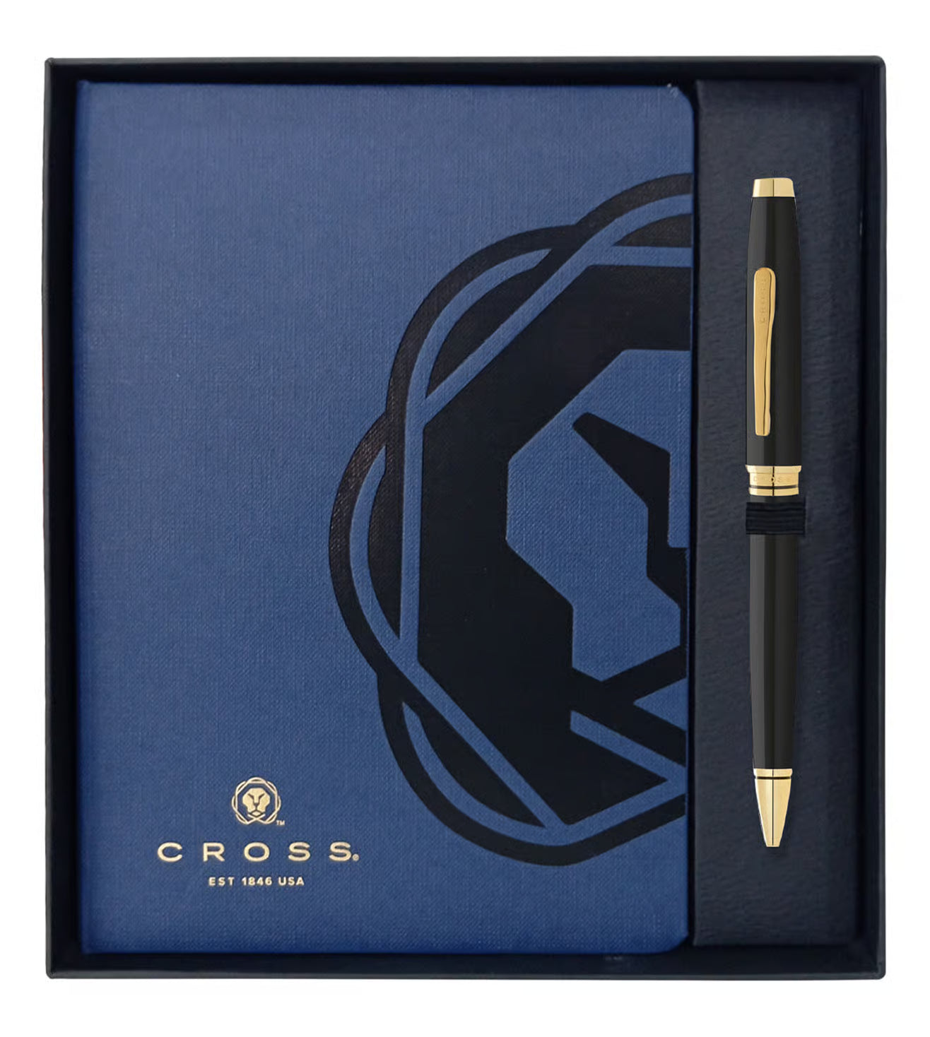Cross Gift Set Black Coventry Lacquer Gold Ball Point Pen and Journal