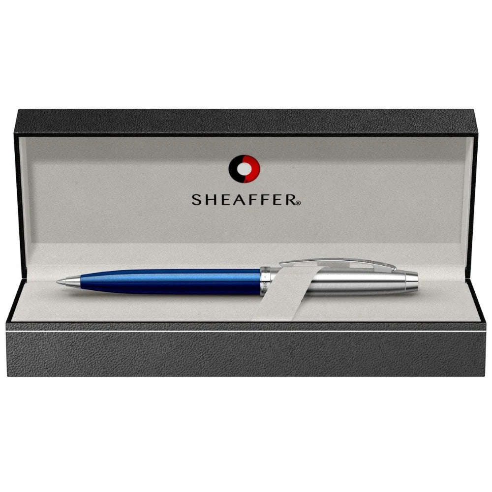 Sheaffer 100 Ballpoint Pen Blue and Brushed Chrome