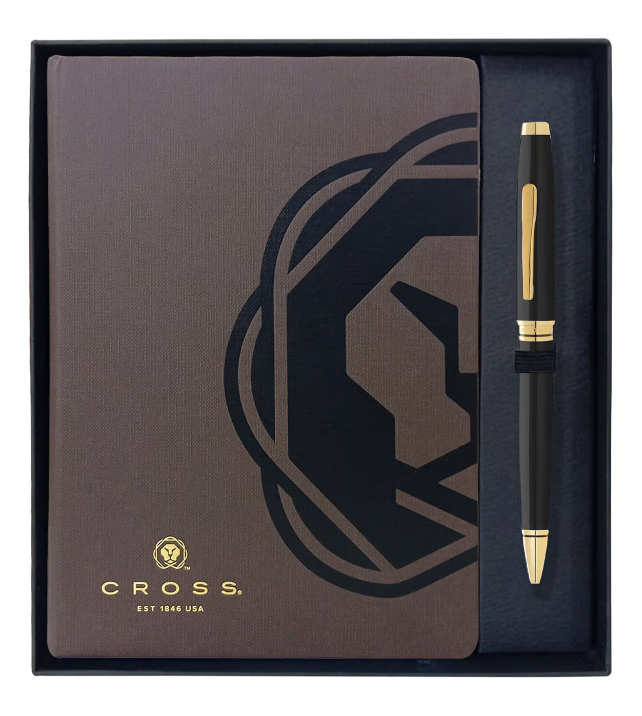 Cross Gift Set Black Coventry Lacquer Gold Ball Point Pen and Journal