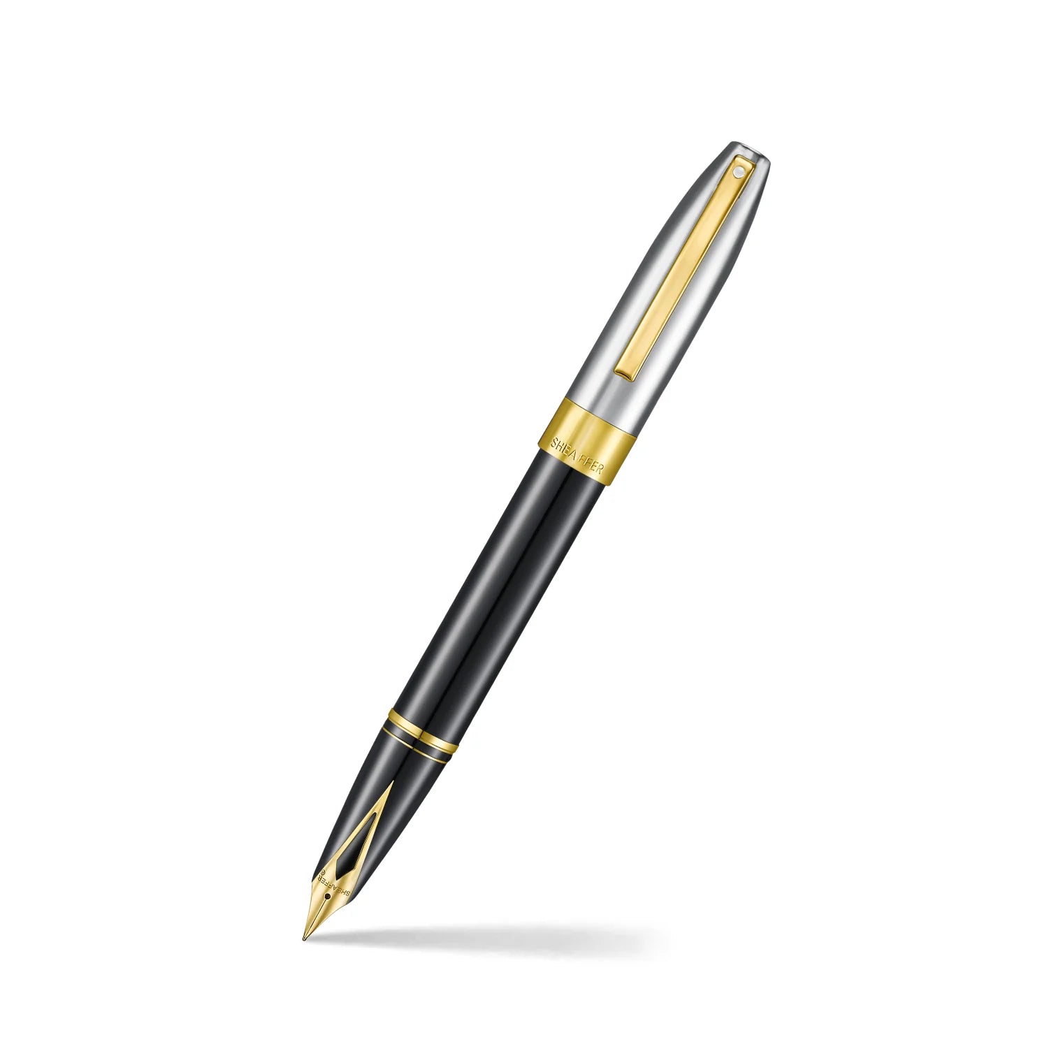 Sheaffer Legacy Glossy Black and Chrome Bi-color Fountain Pen with 14K PVD Gold-Plated, Stainless Steel Inlaid Nib and Trims