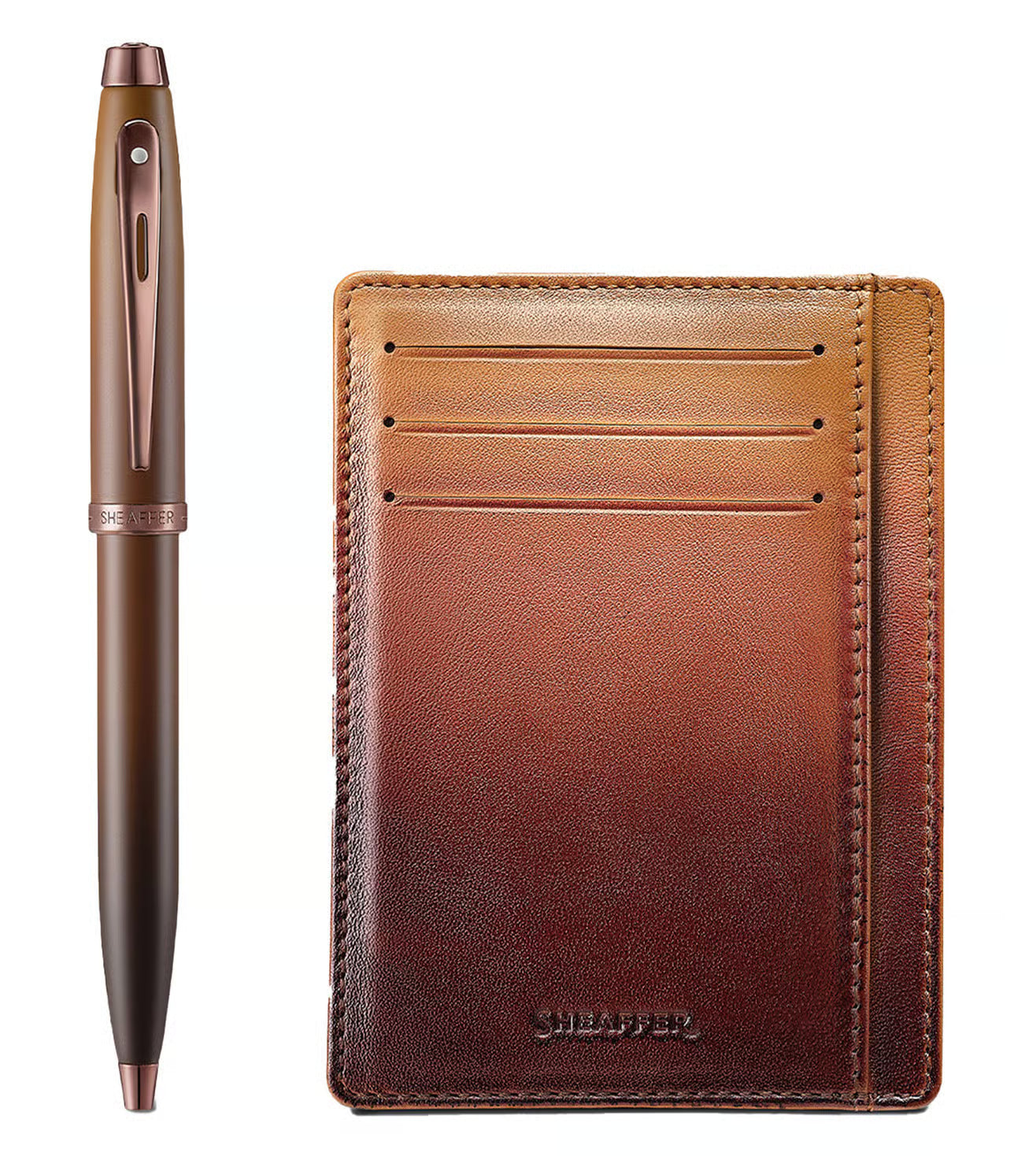 Sheaffer Gift set Coffee Edition Ballpoint Pen with Brown PVD Trims & Credit Card Holder