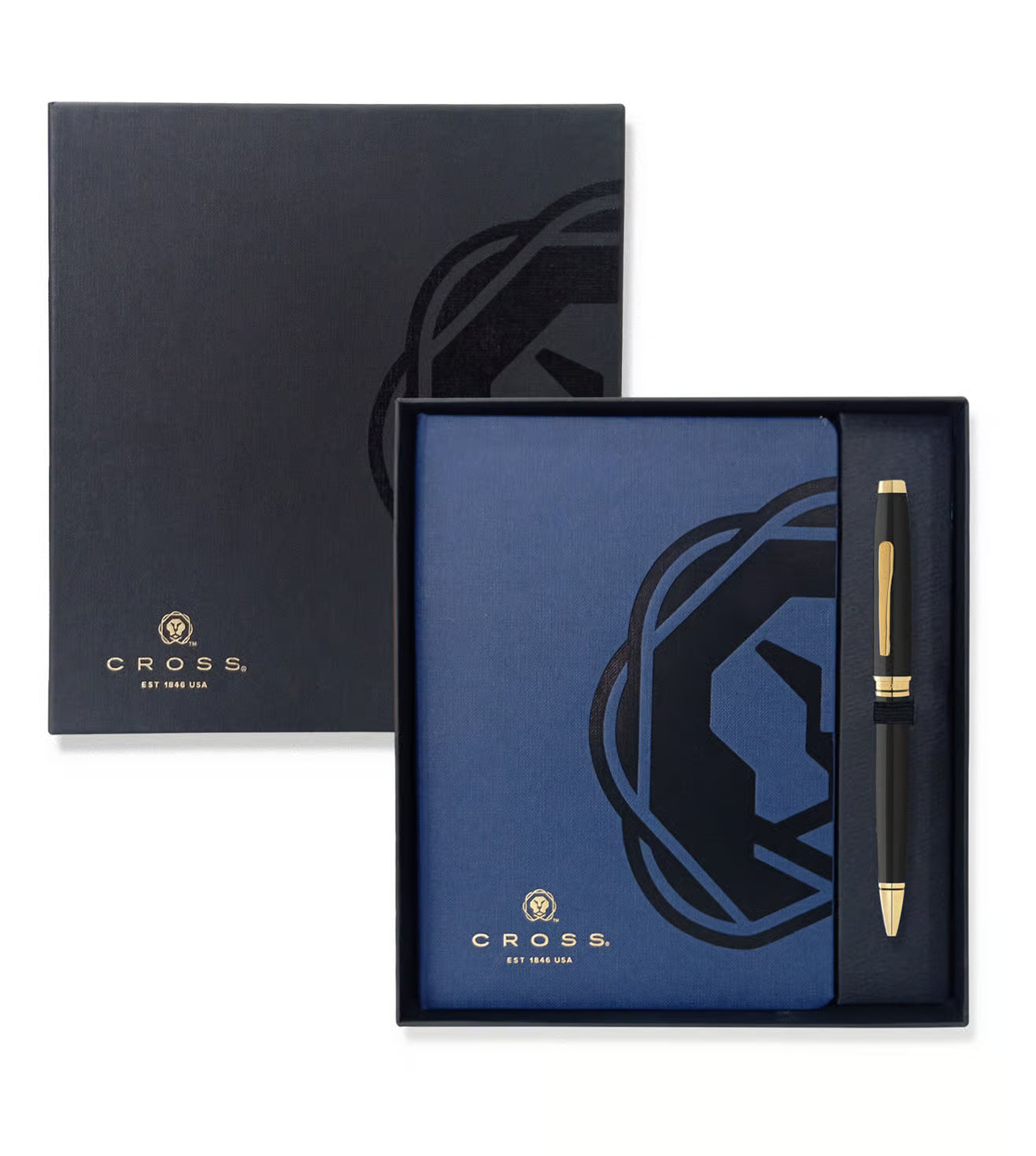 Cross Gift Set Black Coventry Lacquer Gold Ball Point Pen and Journal