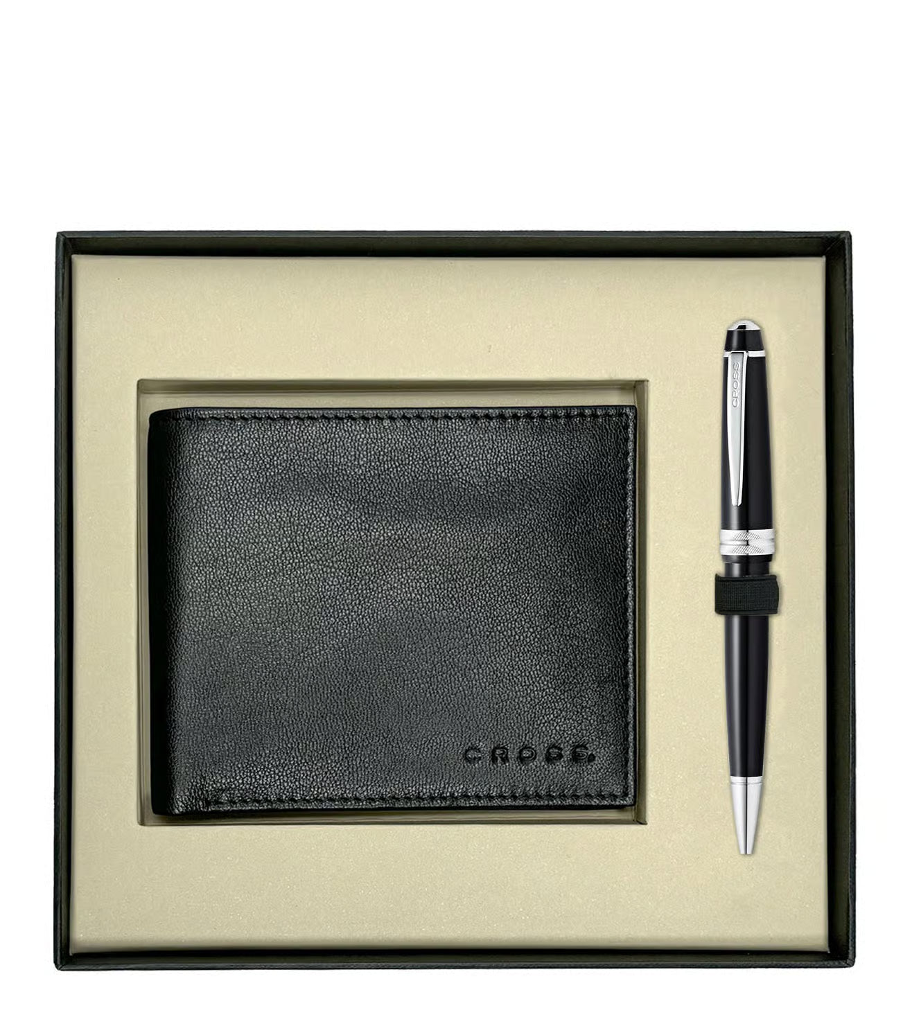 Cross Gift set Bailey Light Black Ball Point Pen and Card Wallet