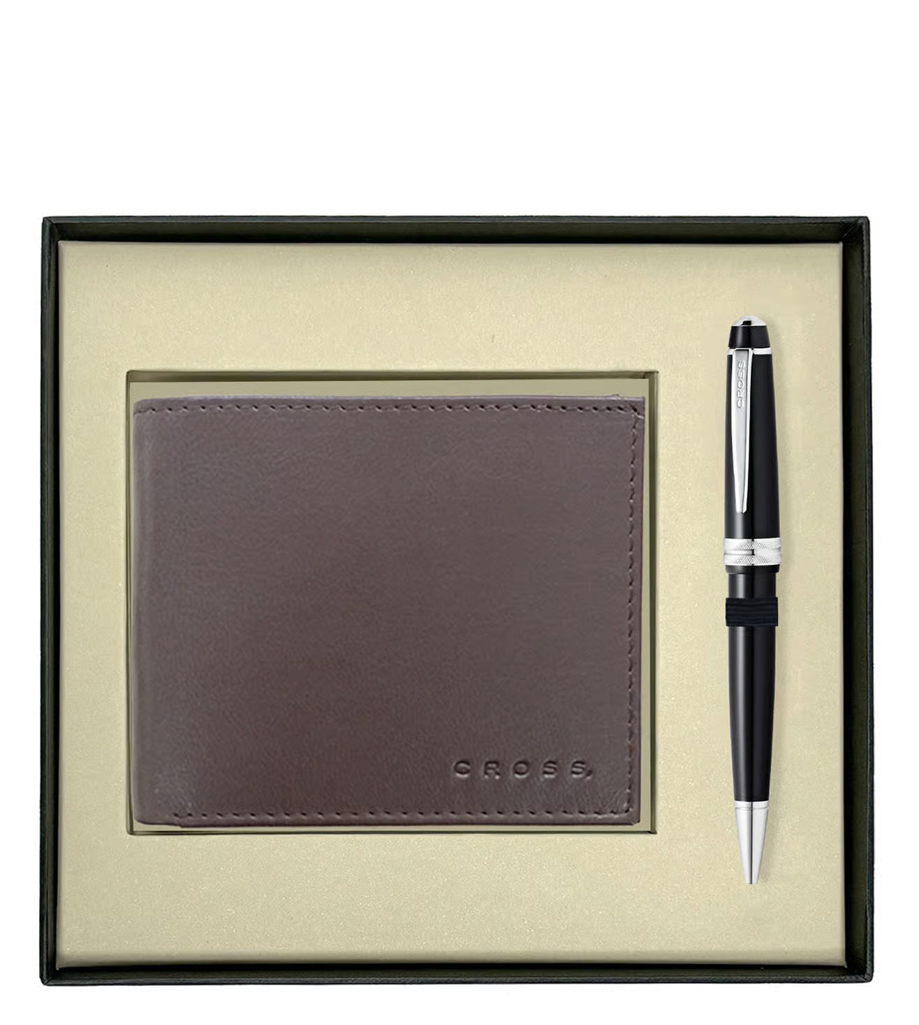 Cross Gift set Bailey Light Black Ball Point Pen and Card Wallet