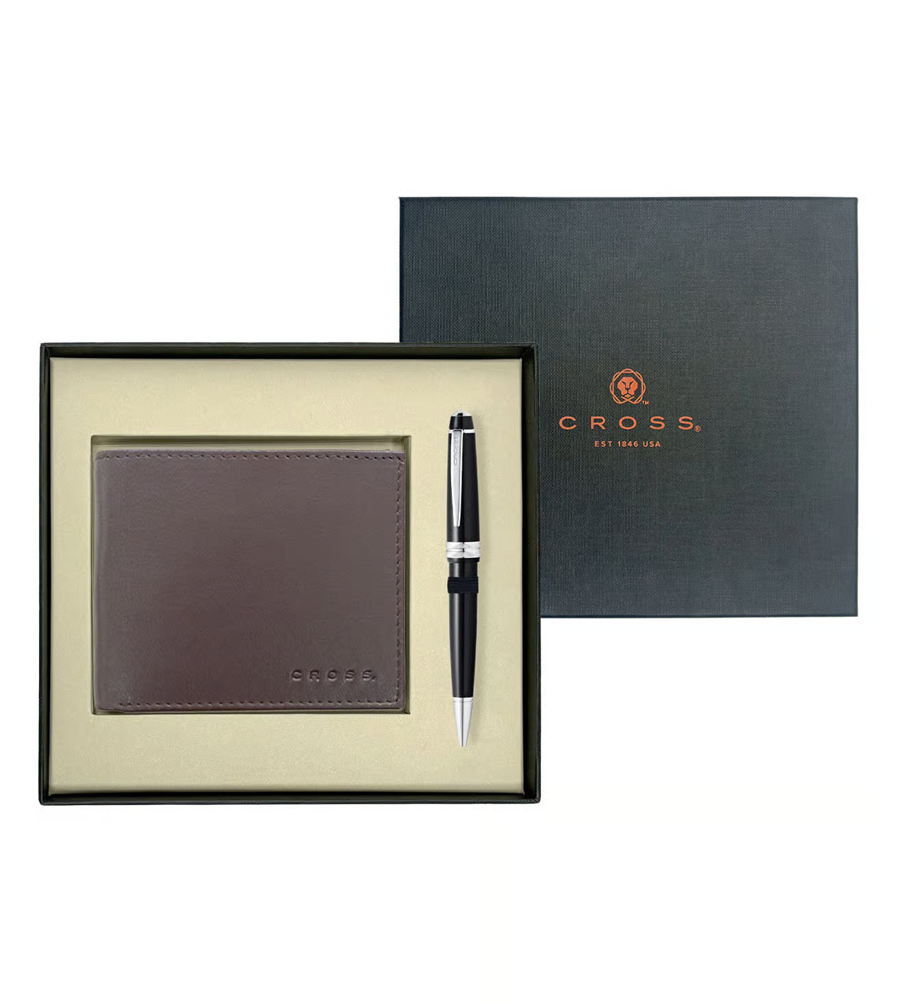 Cross Gift set Bailey Light Black Ball Point Pen and Card Wallet
