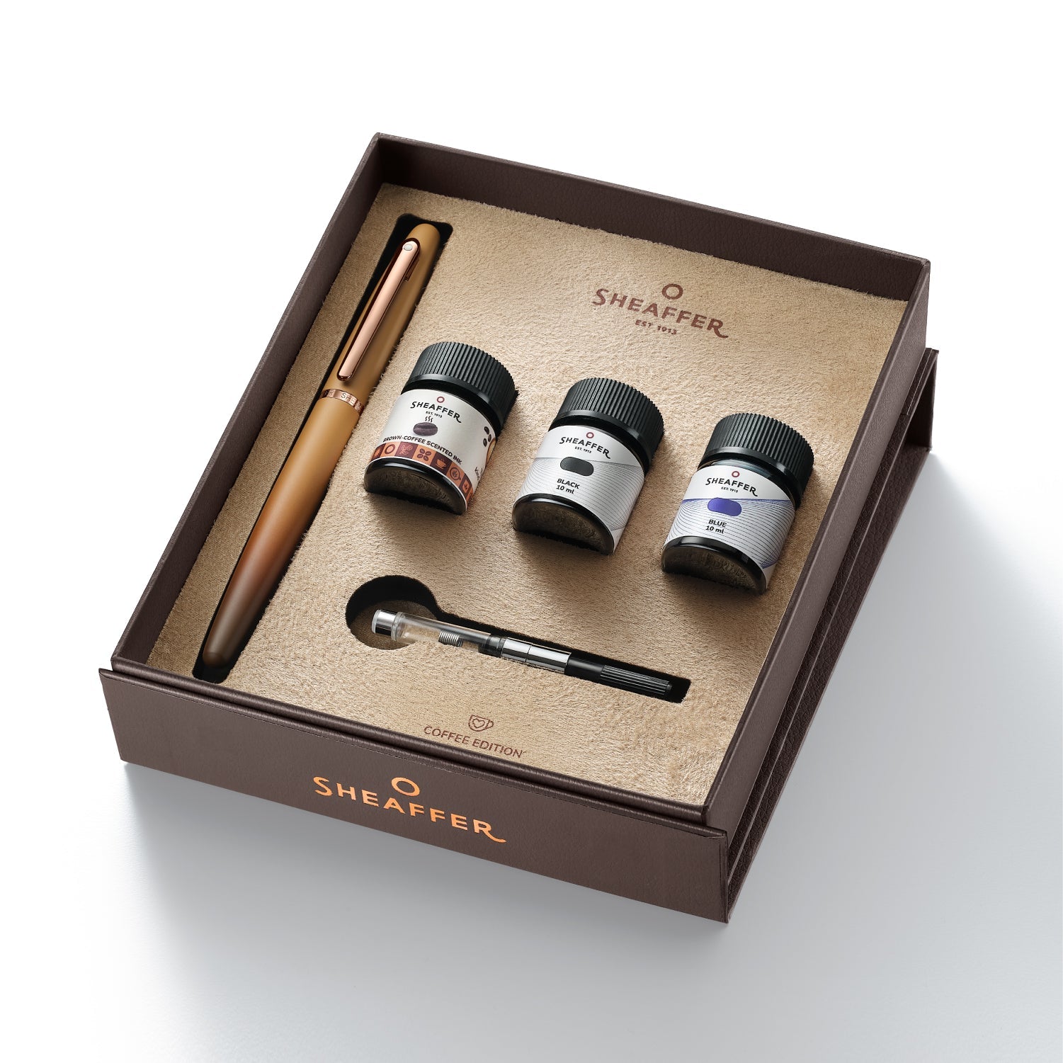 Sheaffer Gift Set VFM Coffee Edition Fountain Pen with 3 Ink Vials
