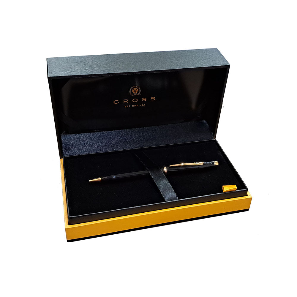 Cross Century II Ballpoint Pen Black Lacquer with Gold Trim