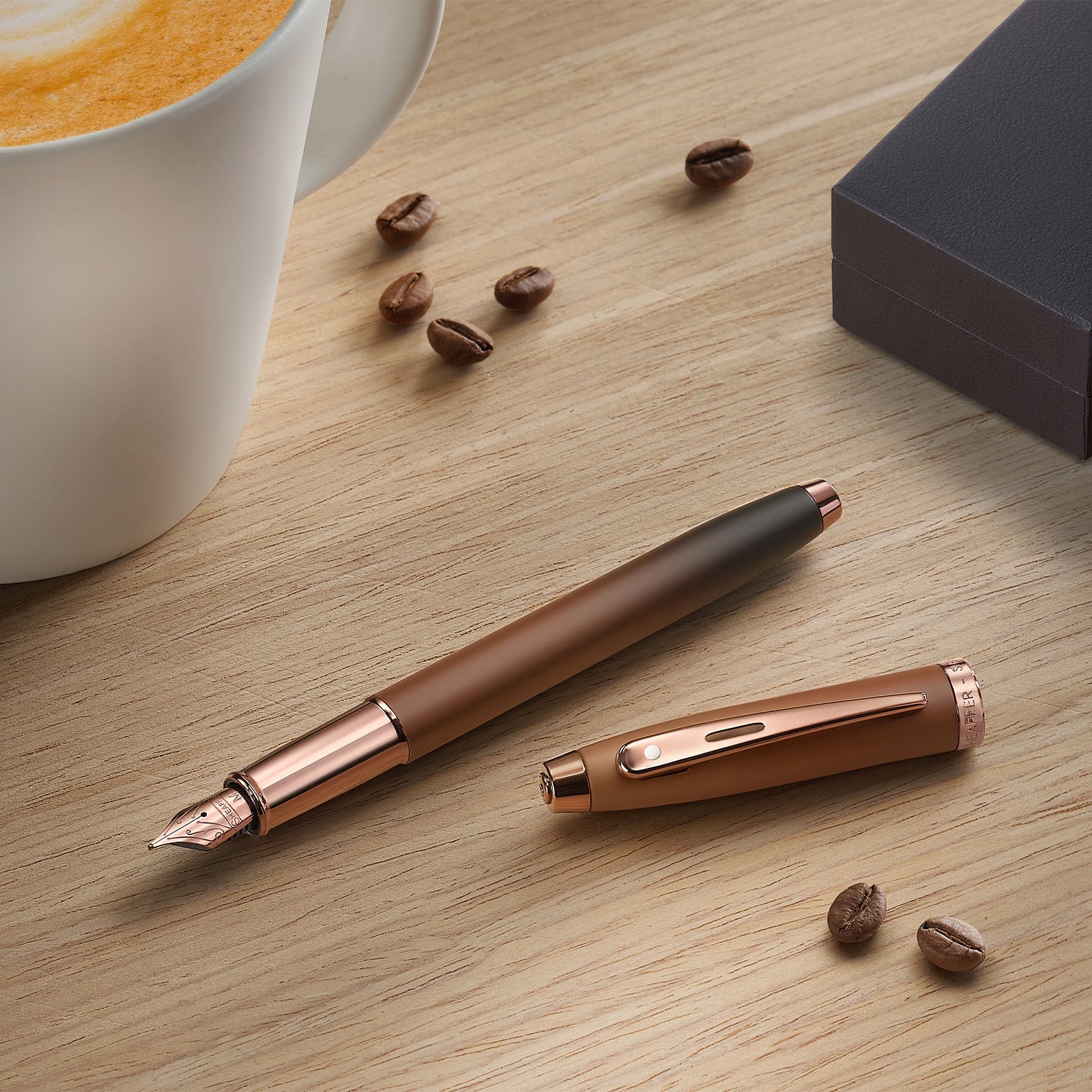 Sheaffer 100 Coffee Edition Matt Brown Fountain Pen with Regal Brown PVD Trims