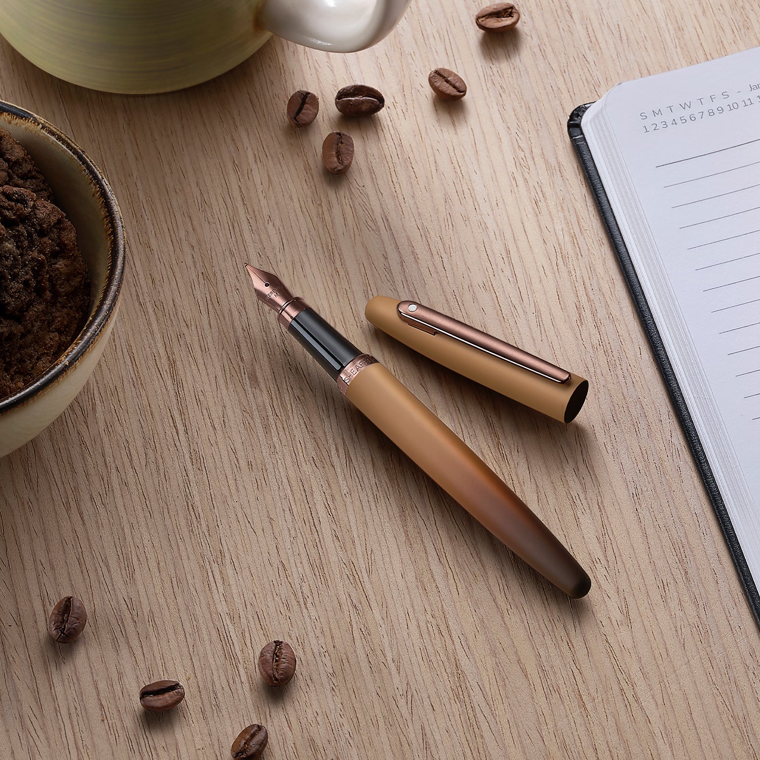 Sheaffer VFM Coffee Edition Matt Brown Fountain Pen with Regal Brown PVD Trims