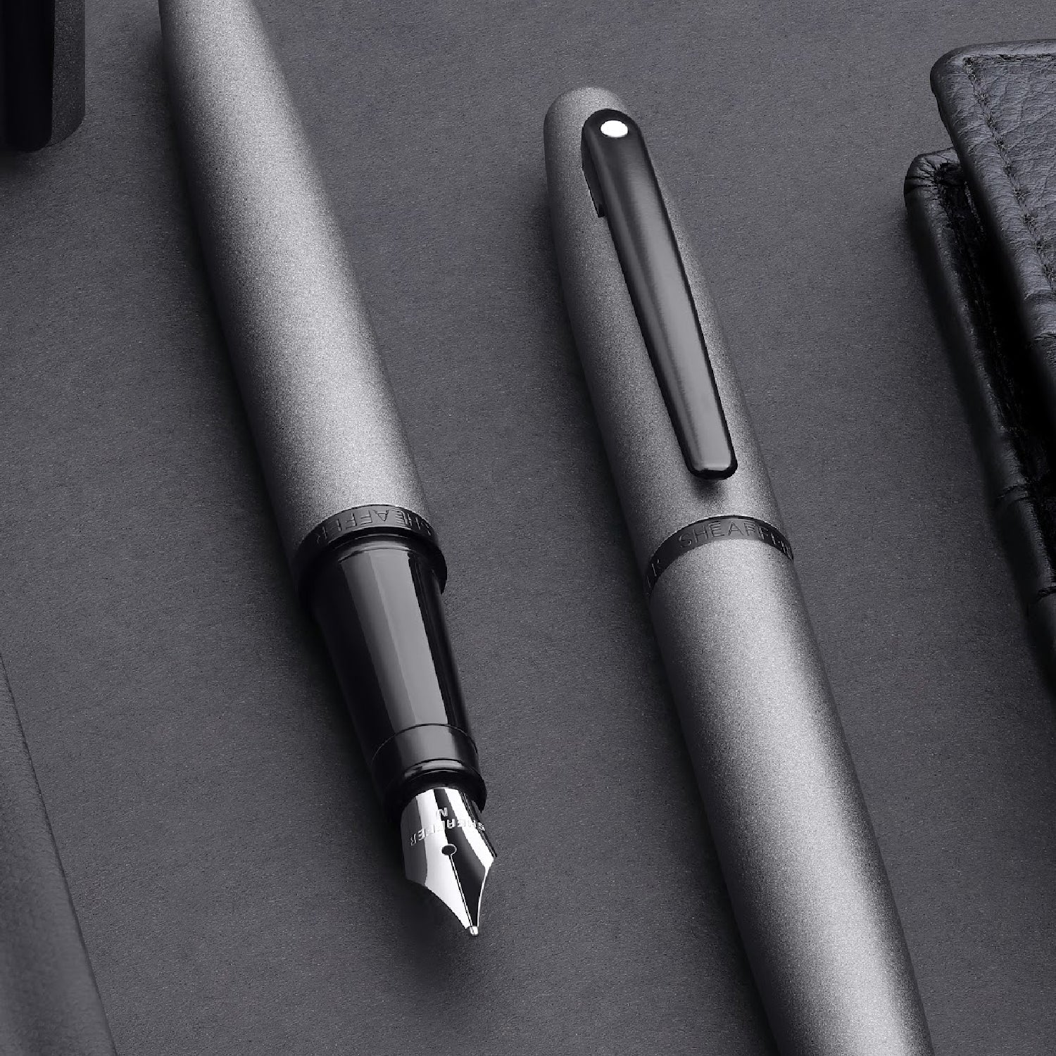 Sheaffer VFM Matte Gray Fountain Pen With Matte Black Trim