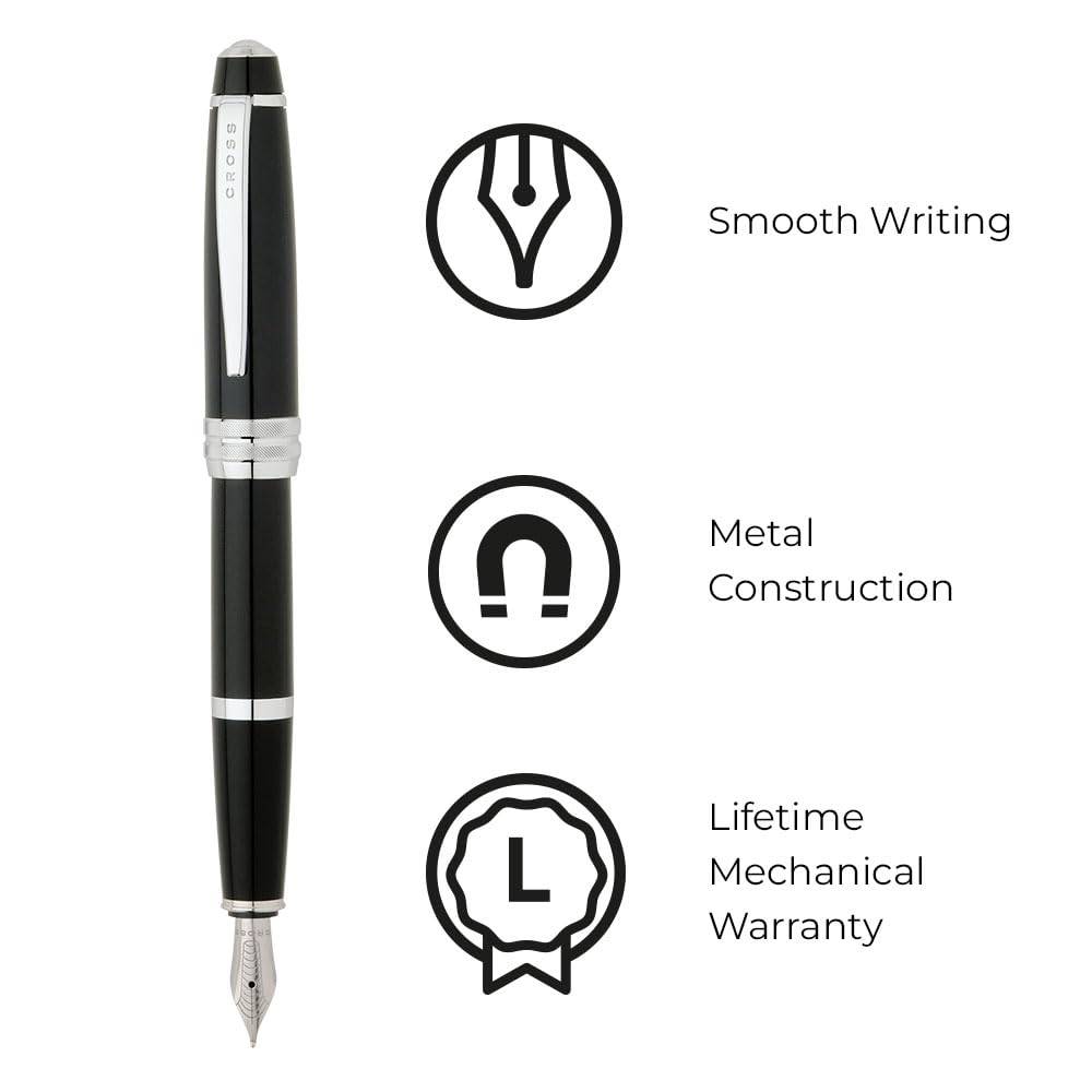 Cross Bailey Fountain Pen Black Lacquer with Chrome Trim
