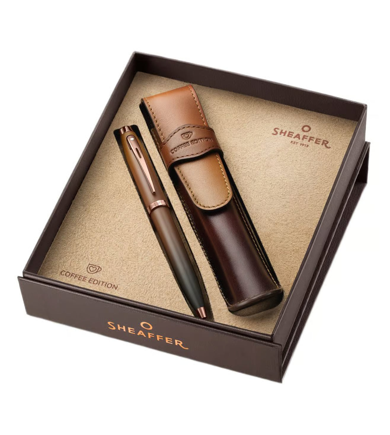 Sheaffer Gift Set Brown  Coffee Edition Phase 3 Roller Ball point Pen With Pen Pouch