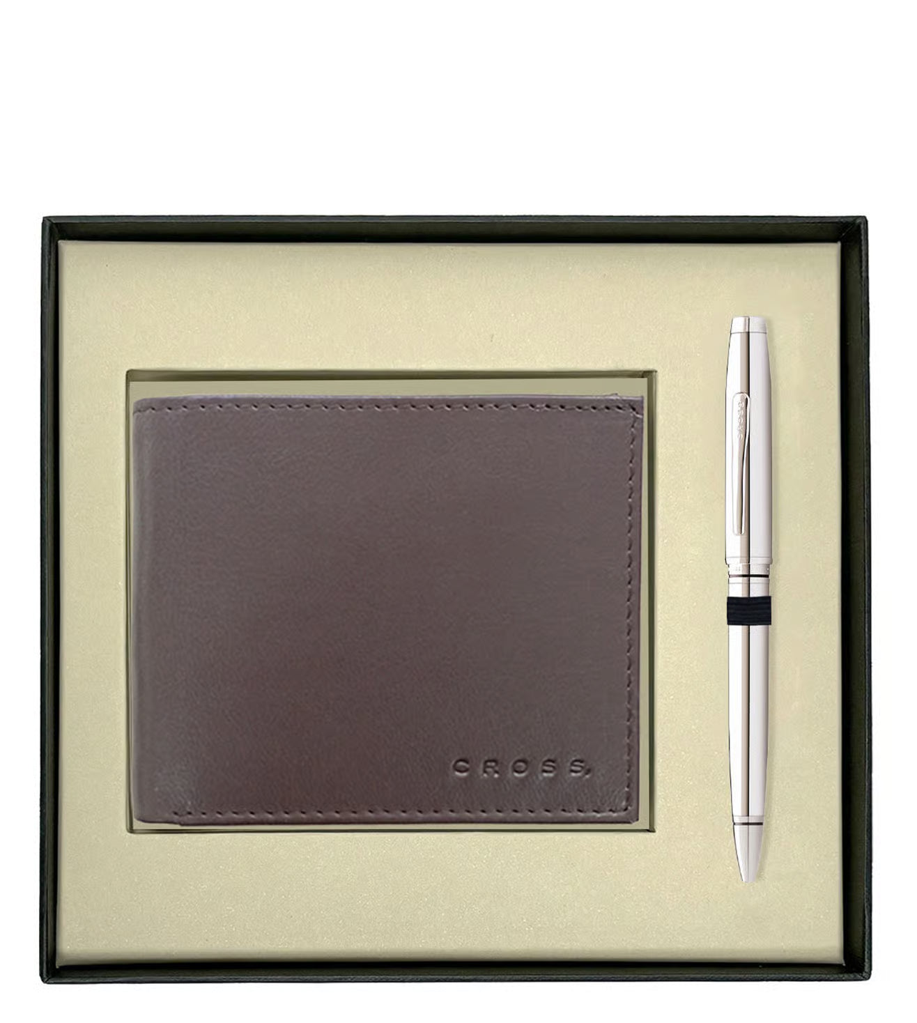 Cross Gift Set Chrome Coventry Ball Point Pen and Card Wallet