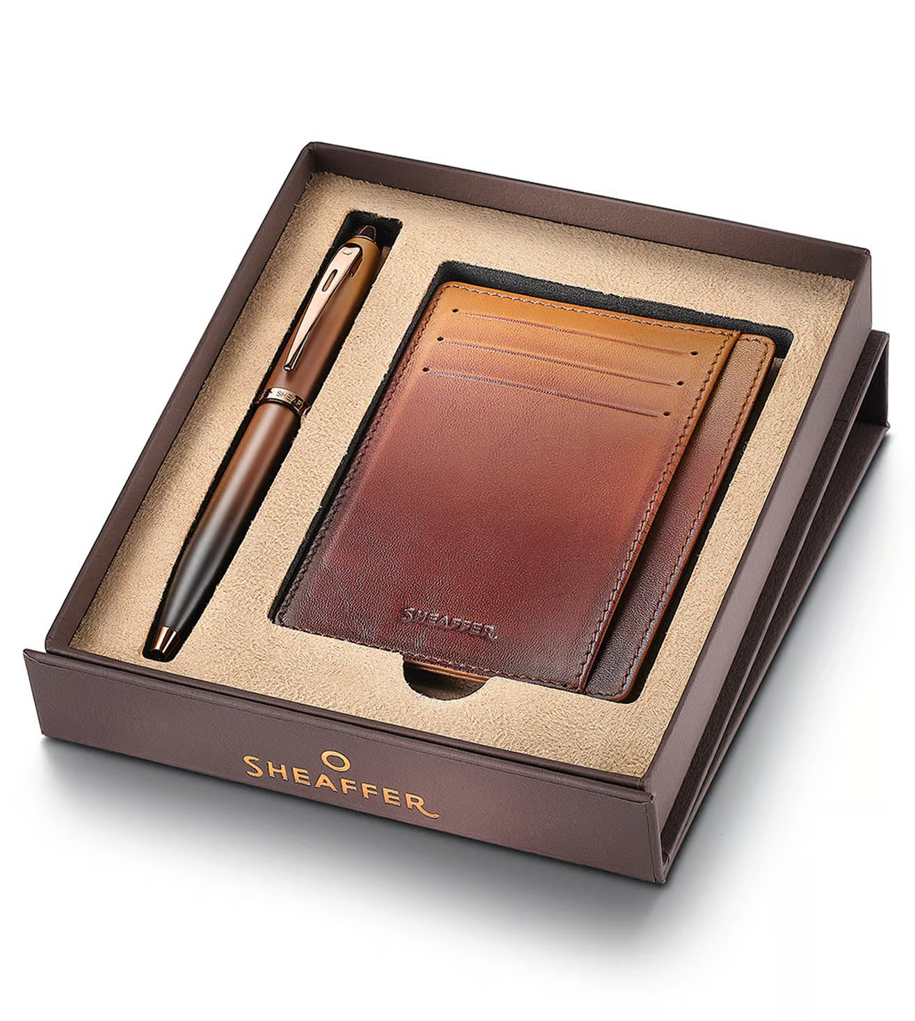 Sheaffer Gift set Coffee Edition Ballpoint Pen with Brown PVD Trims & Credit Card Holder