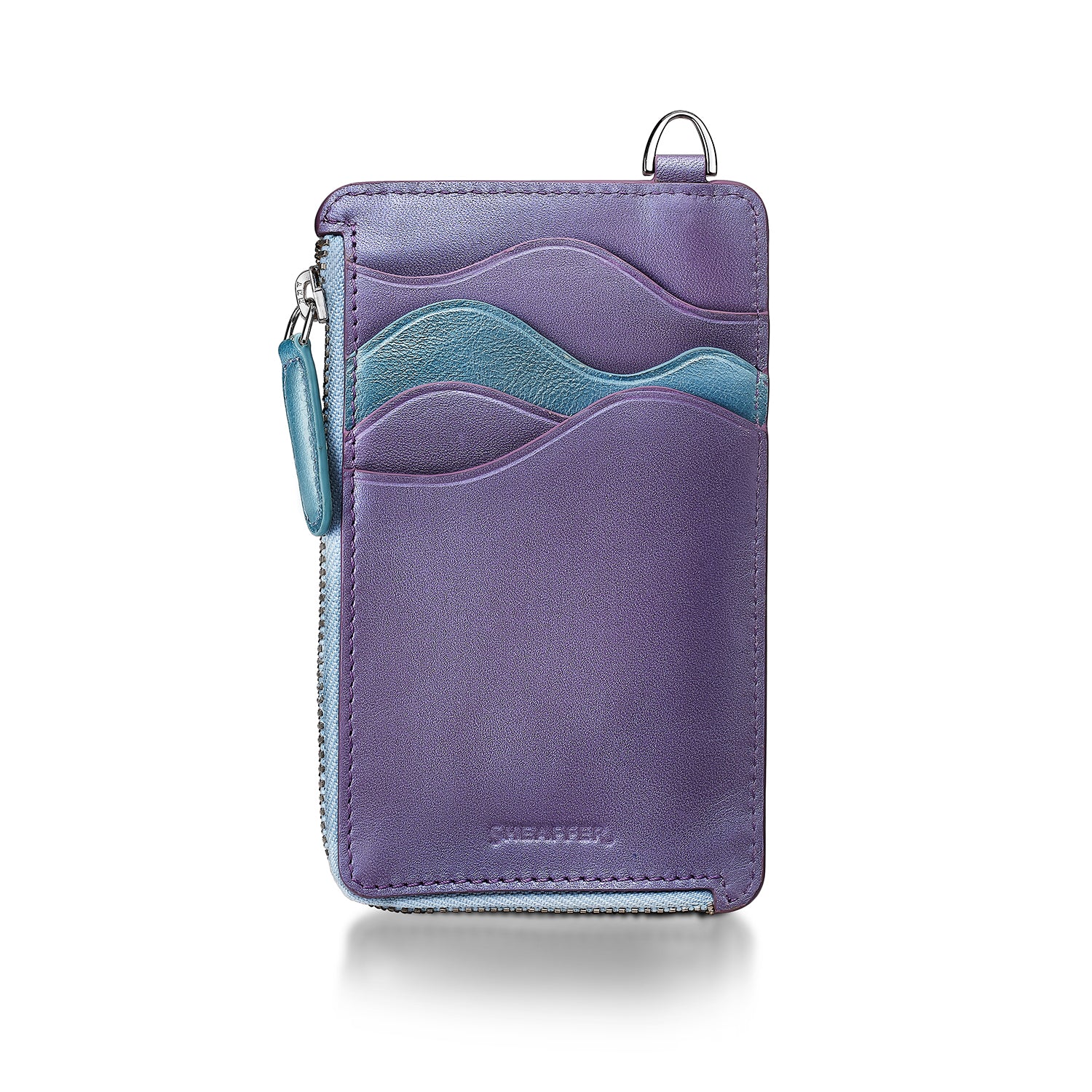 Sheaffer Expressions Gift Set VFM Blue and Purple Pearlised Gradient Ballpoint Pen with Genuine Leather Card Case