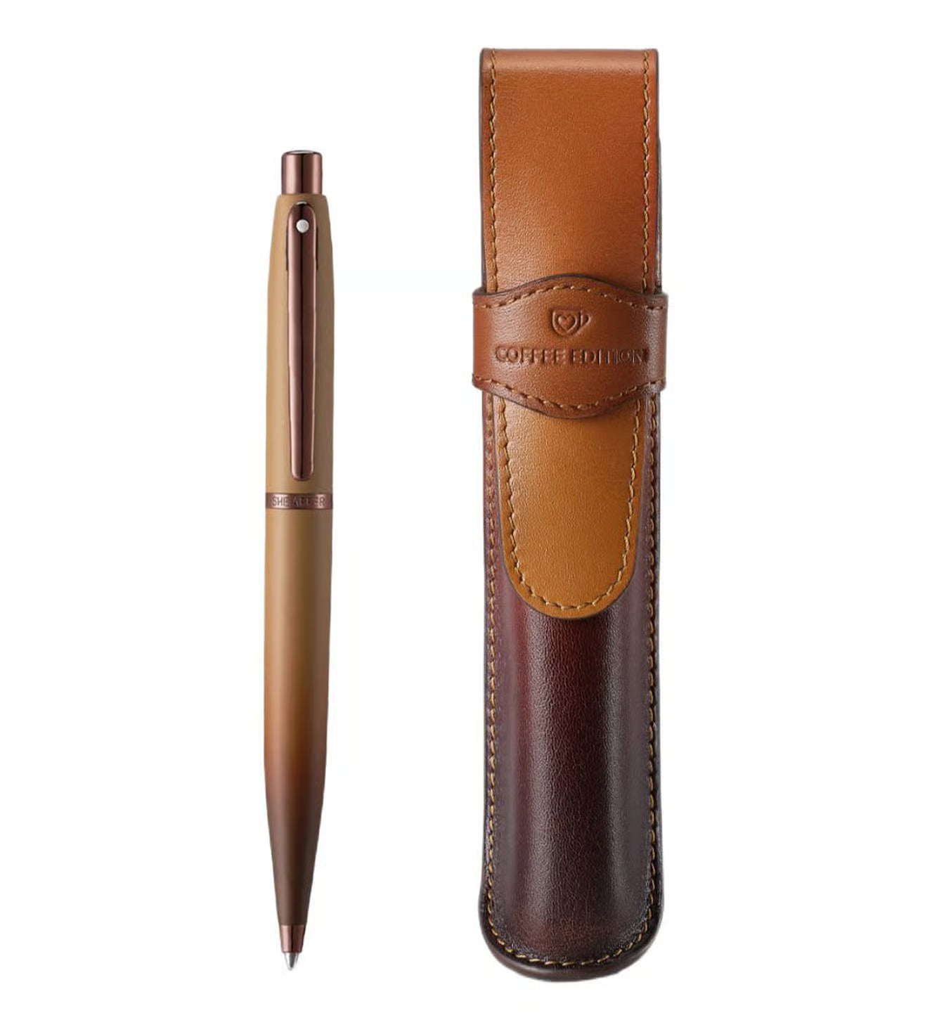 Sheaffer Gift Set Brown VFM Coffee Edition Phase 3 Ballpoint Pen With Pen Pouch