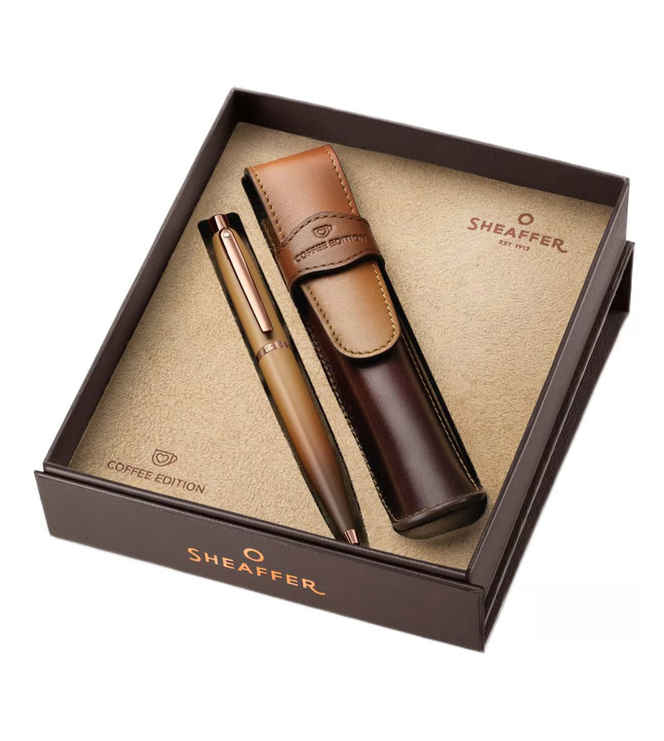 Sheaffer Gift Set Brown VFM Coffee Edition Phase 3 Ballpoint Pen With Pen Pouch