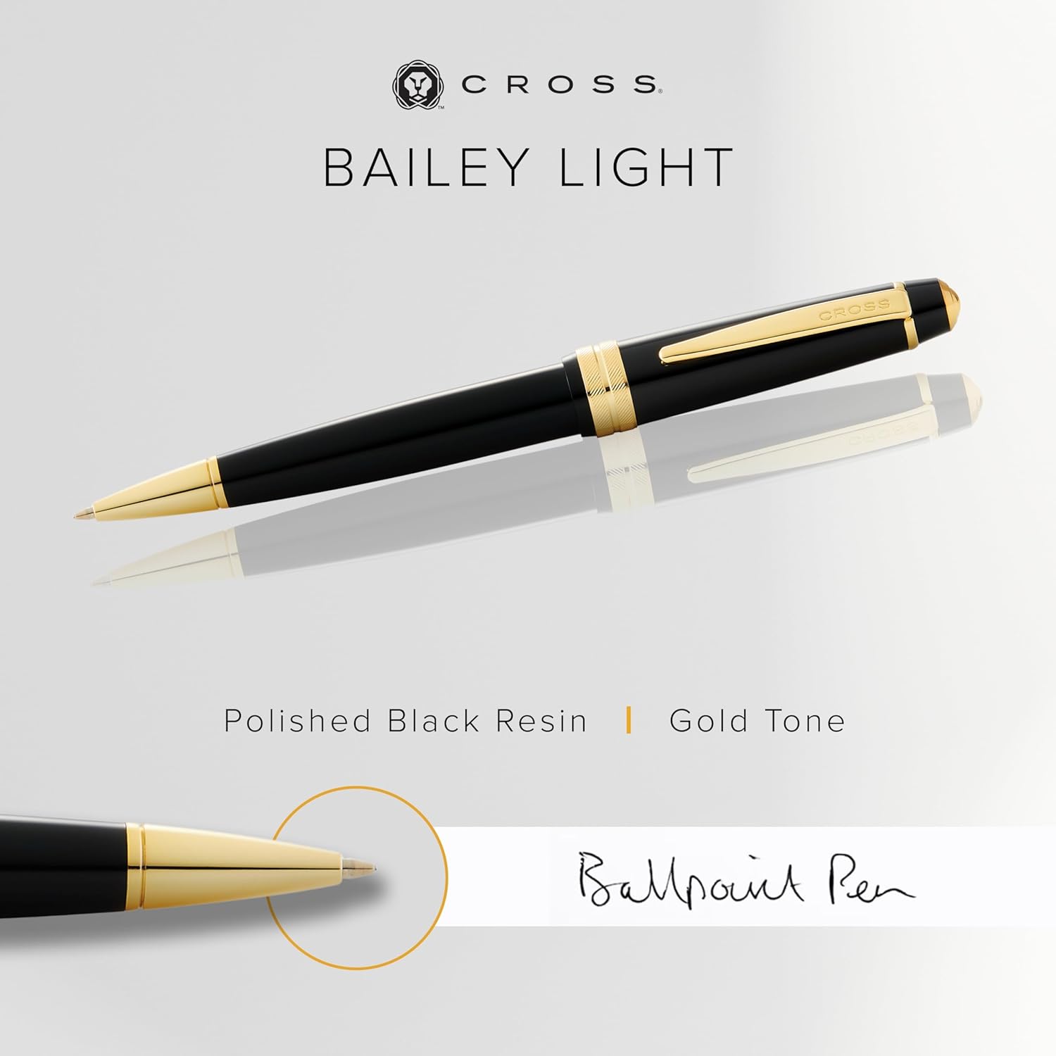 Bailey Matte Black Lacquer with 23KT Gold PVD Ballpoint Pen