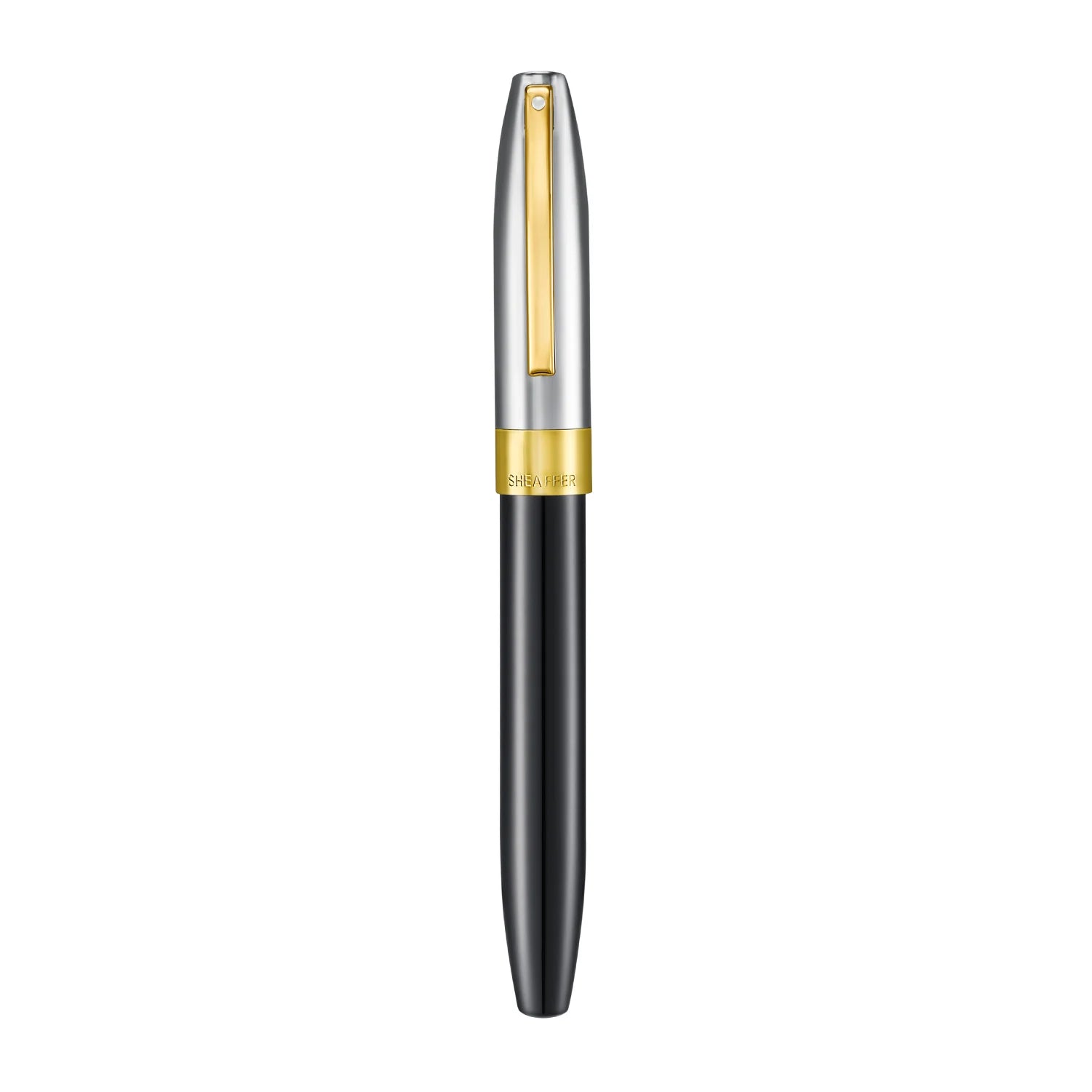 Sheaffer Legacy Glossy Black and Chrome Bi-color Fountain Pen with 14K PVD Gold-Plated, Stainless Steel Inlaid Nib and Trims