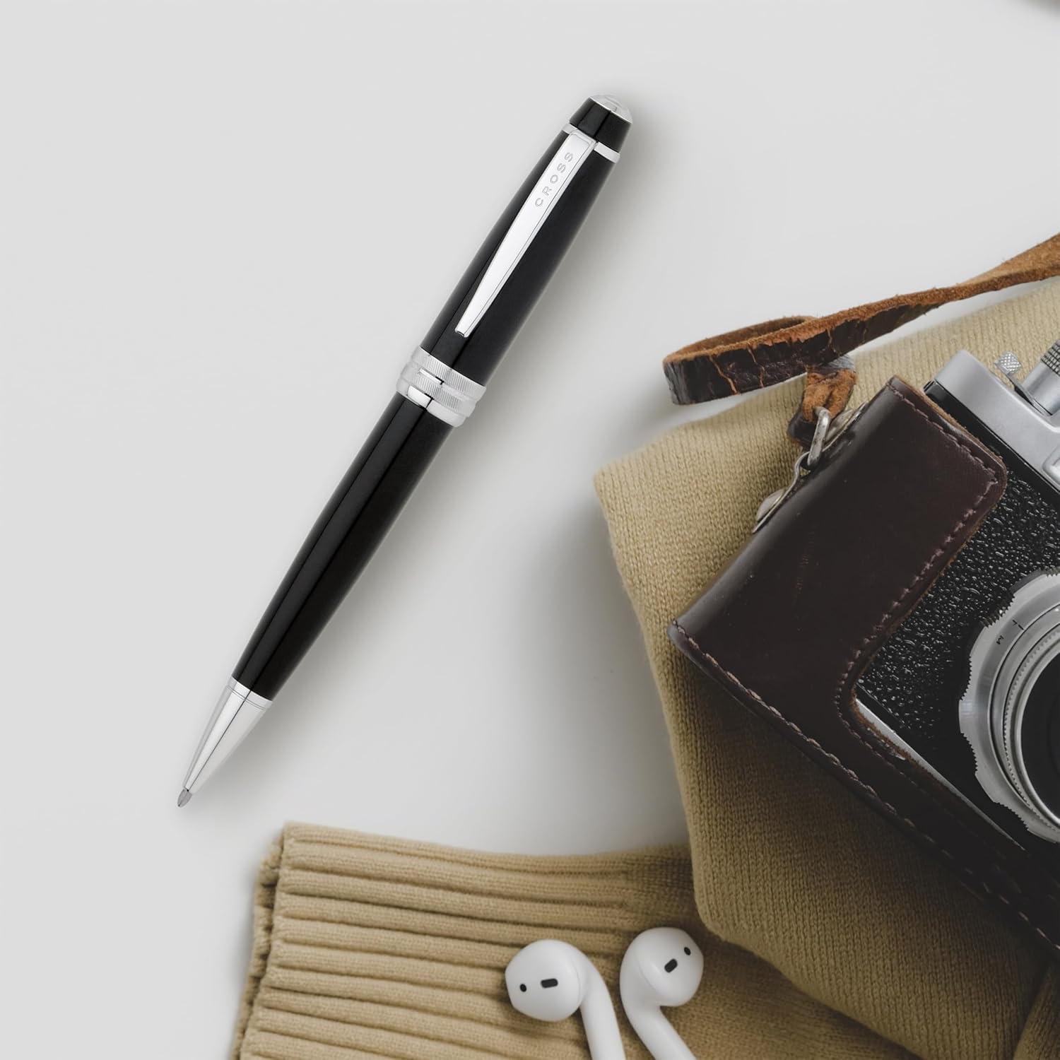 Cross Bailey Ballpoint Pen Black Lacquer with Chrome Trim