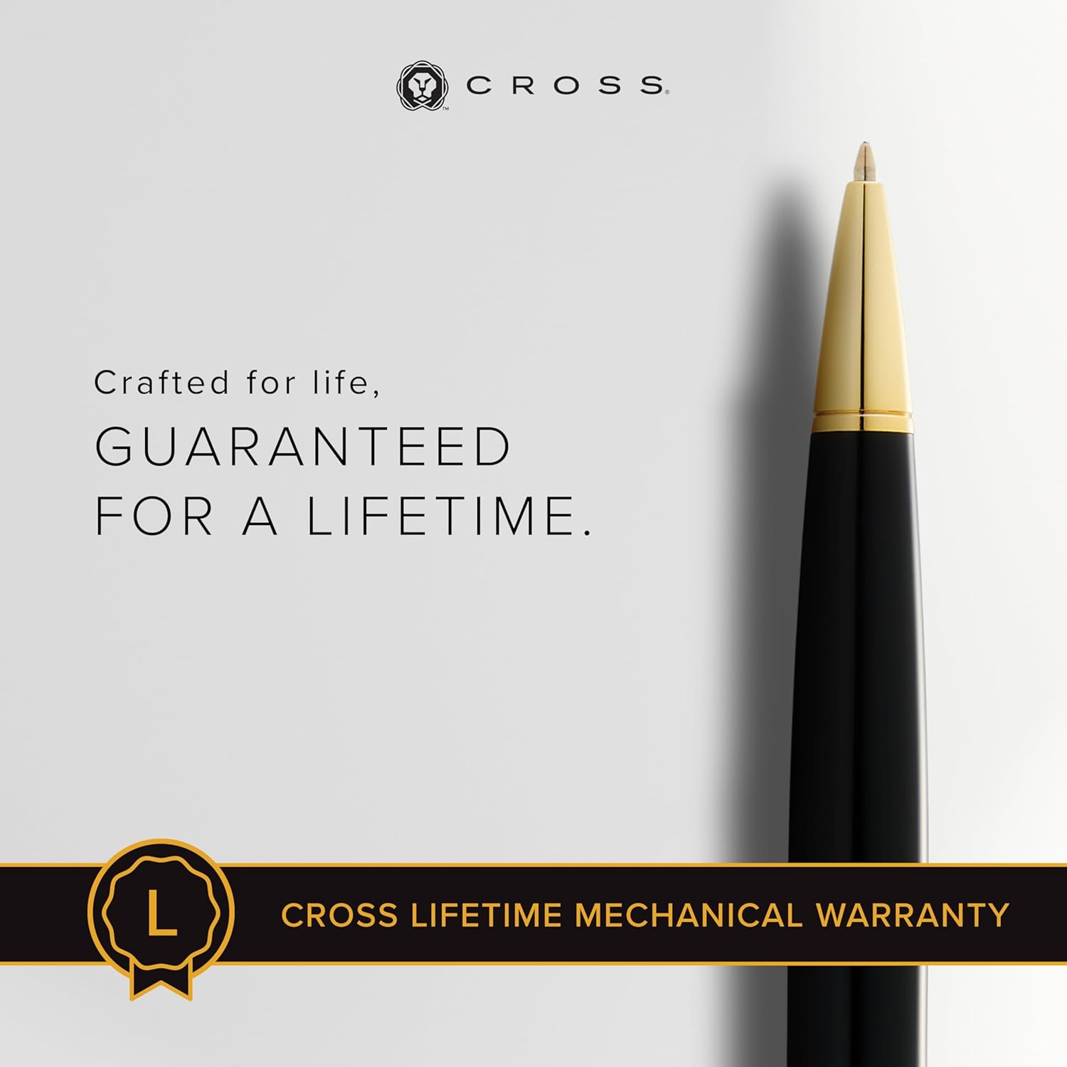 Bailey Matte Black Lacquer with 23KT Gold PVD Ballpoint Pen