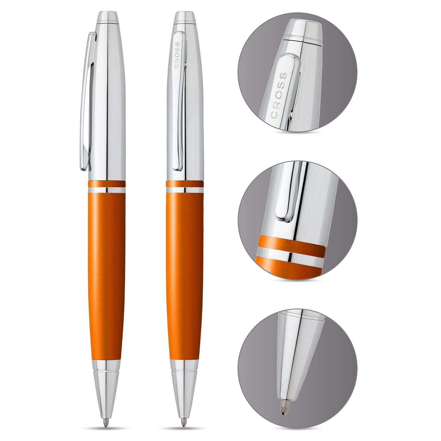 Cross Calais Metallic Exuberance Orange Lacquer with Polished Chrome Appointments Ballpoint Pen