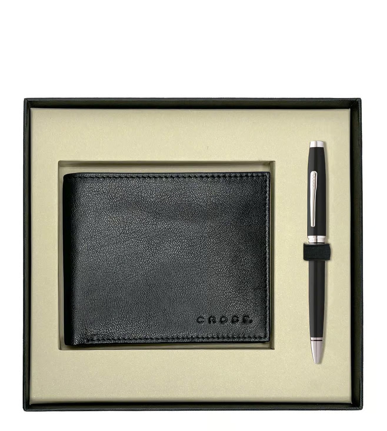Cross Gift set Black Coventry Lacquer Ball Point Pen and Card Wallet