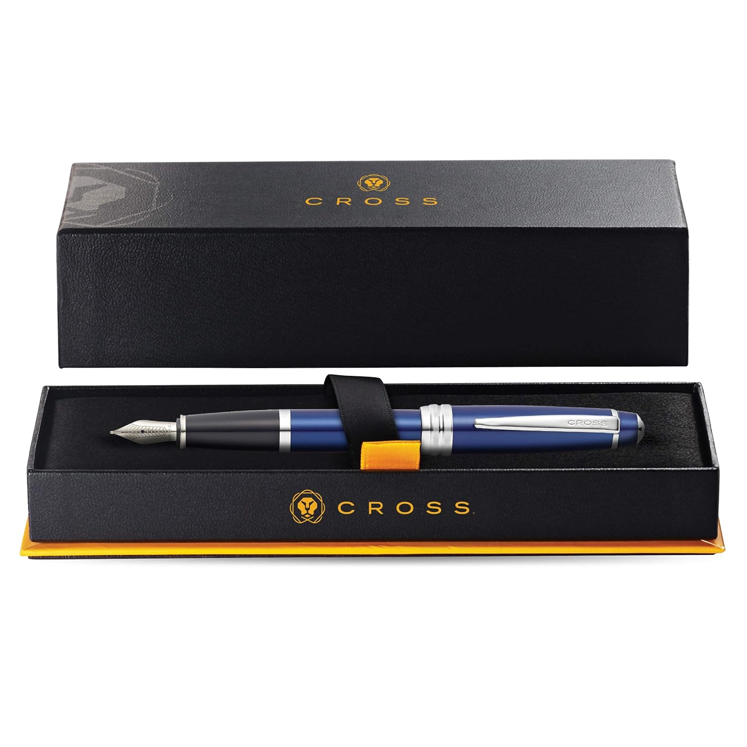 Cross Bailey Blue Lacquer Fountain Pen with Chrome Trim