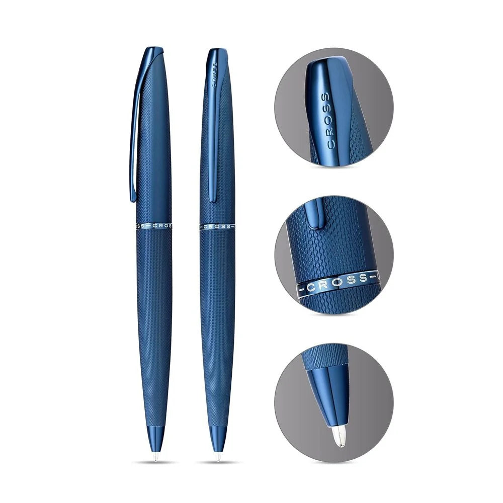 Cross ATX Sandblasted Dark Blue with PVD Polished Ballpoint Pen