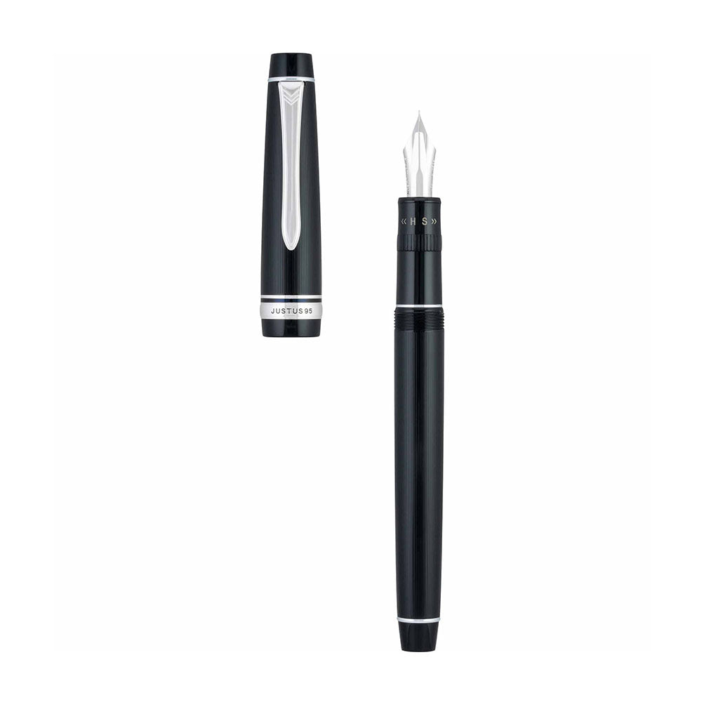 Pilot Justus 95 Stripe Black Rhodium Trim Fountain Pen – 14KT Gold Rhodium-Plated Nib
