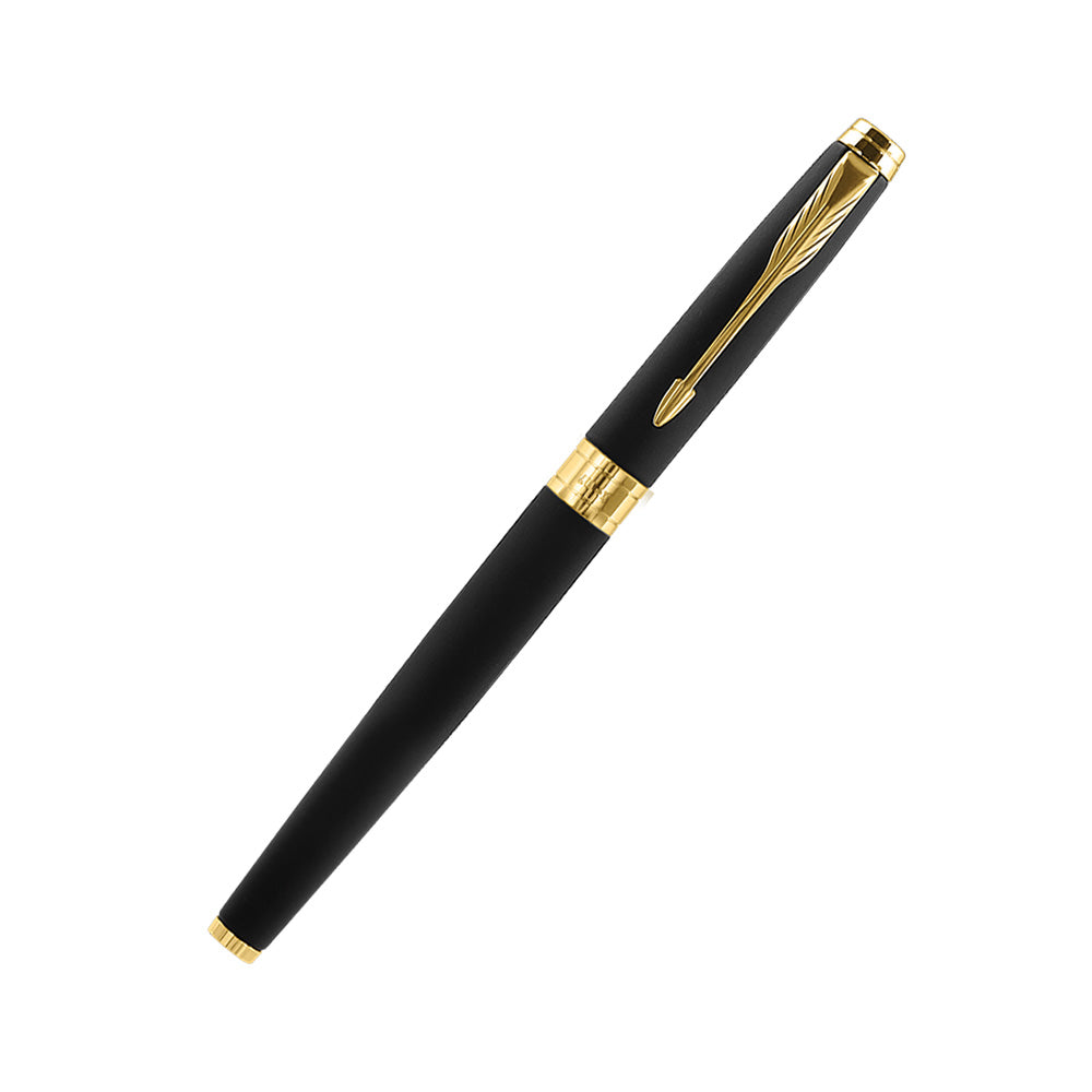 Parker Aster Matte Black GT Rollerball Pen with Grey Notebook Gift Set