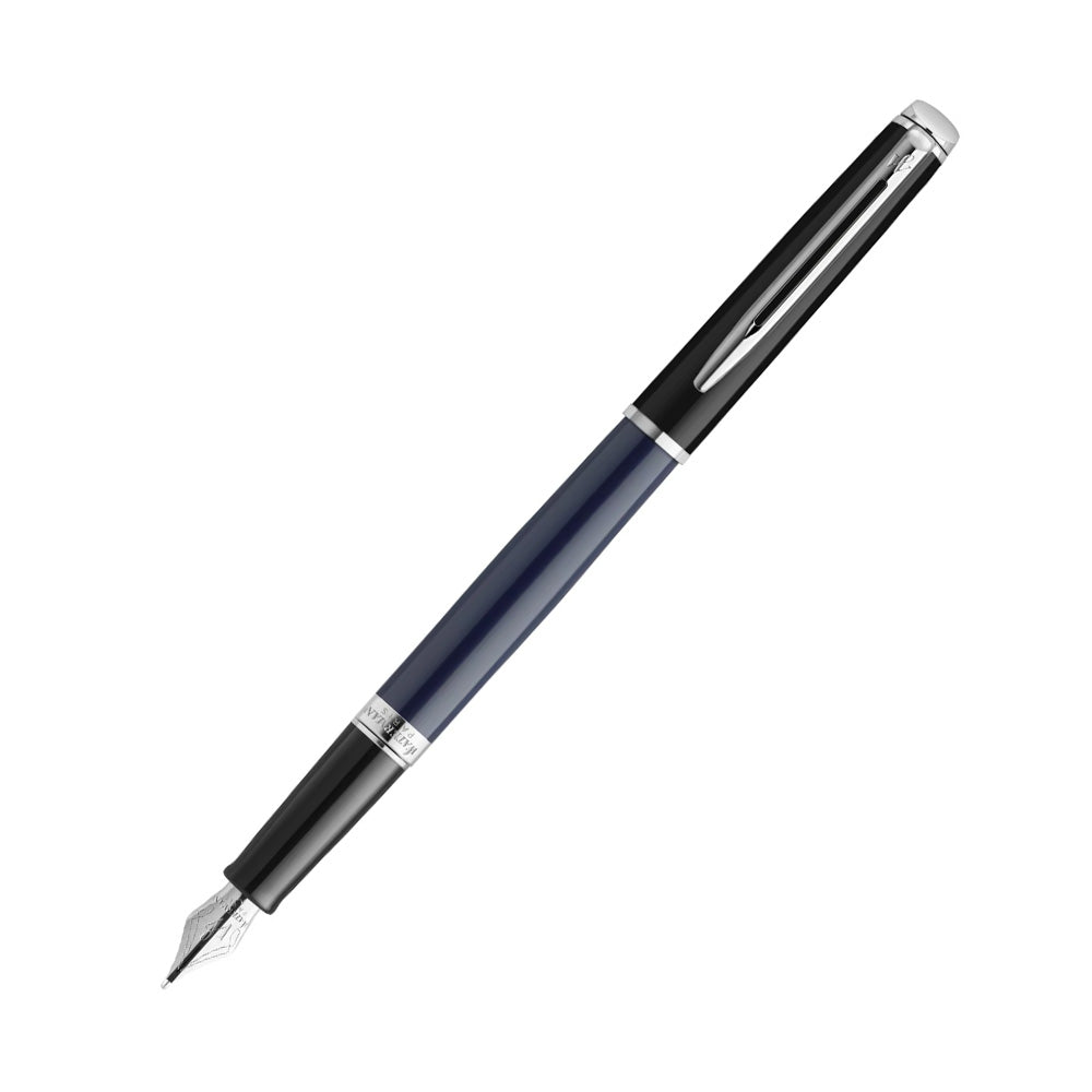 Waterman Hemisphere Fountain Pen Black & Blue with Chrome Trim