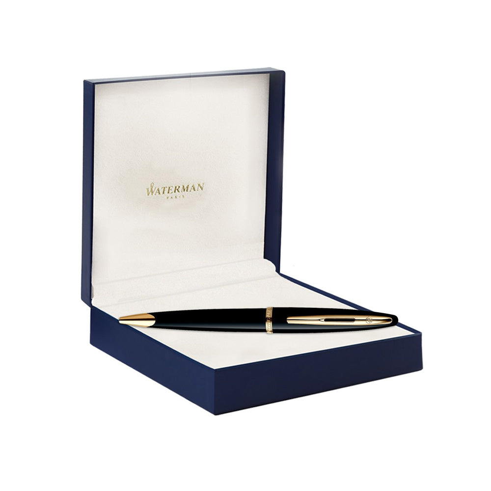 Waterman Carene Ballpoint Pen Black Lacquer with Gold Trim
