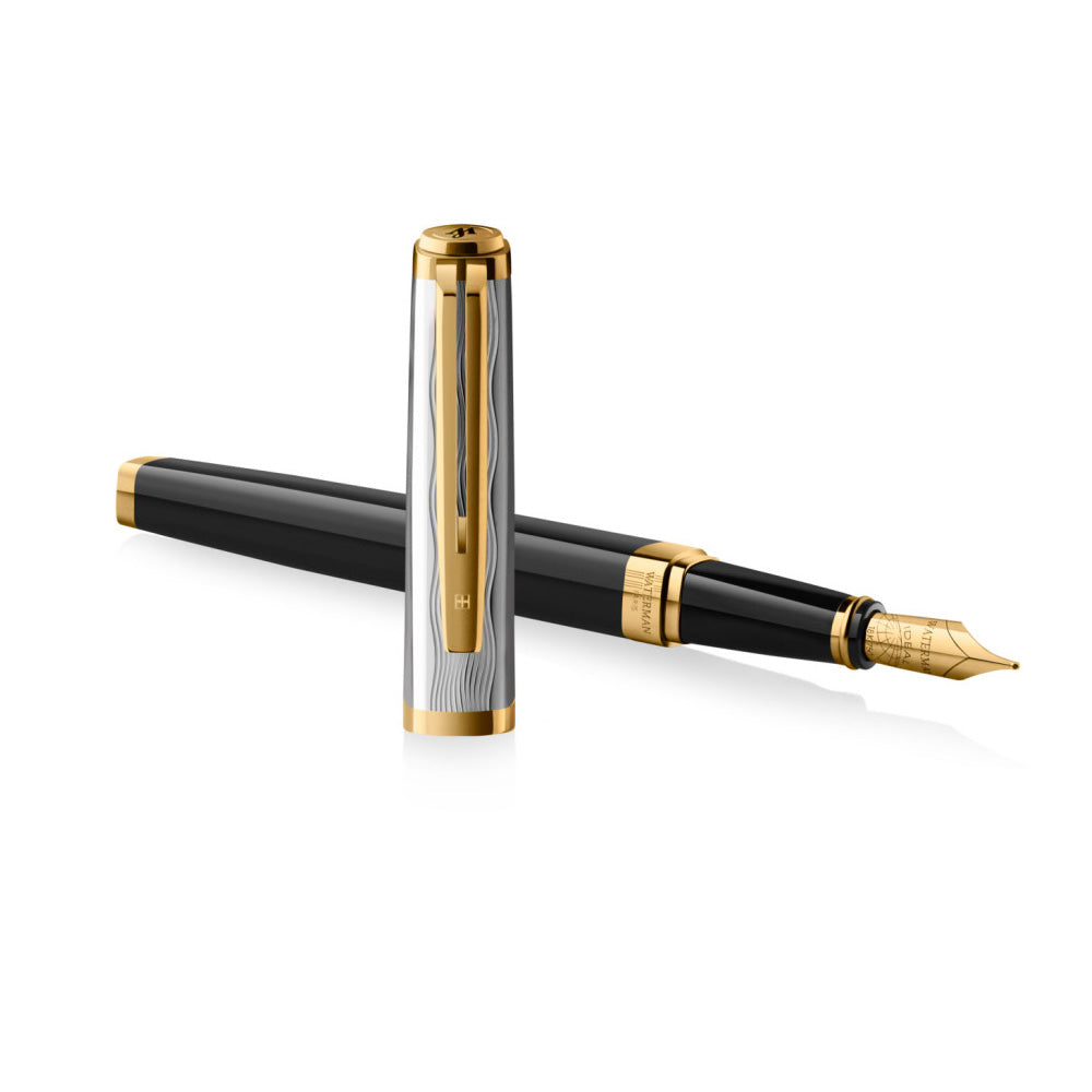 Waterman Exception Reflections of Paris Special Edition Deluxe Black Lacquer GT Fountain Pen – 18Kt Gold Nib