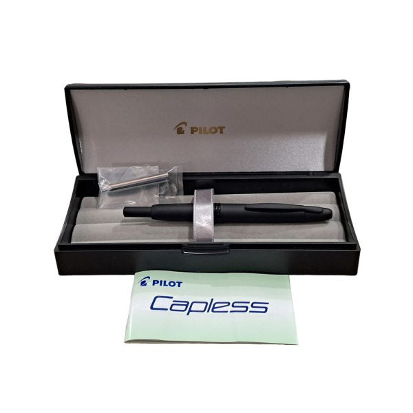 Pilot Capless Matte Black with Black PVD Fountain Pen – 18Kt Rhodium-Plated Gold