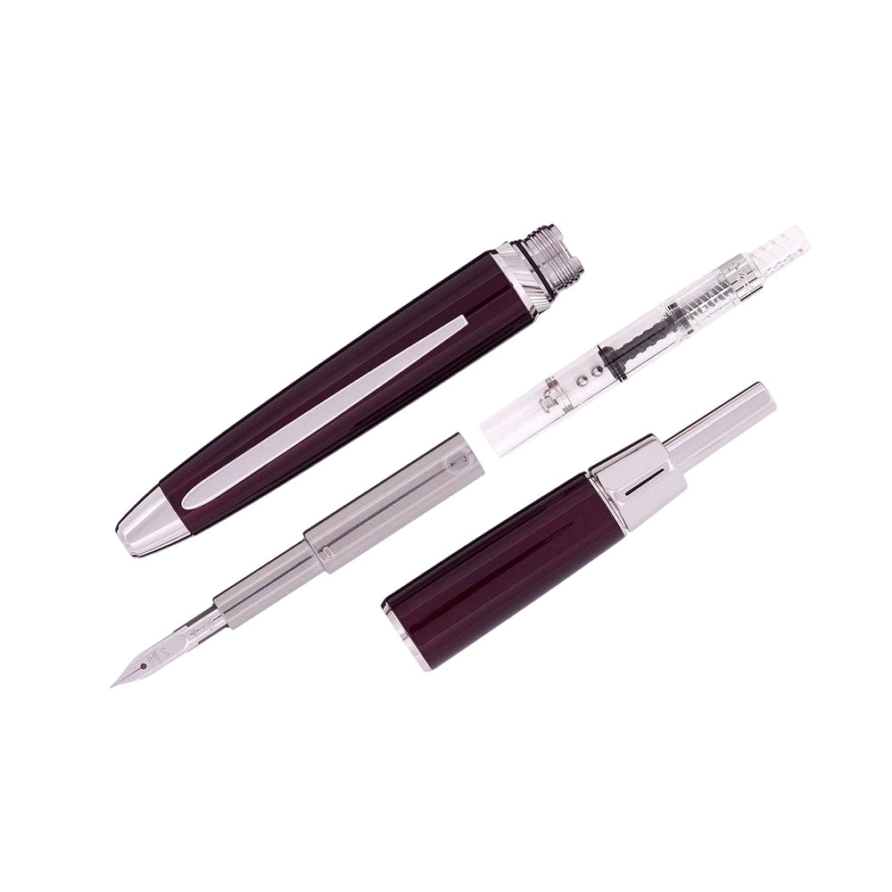 Pilot Capless LS Luxury Rhodium Silver Trim Fountain Pen – 18Kt Gold Rhodium-Plated Nib