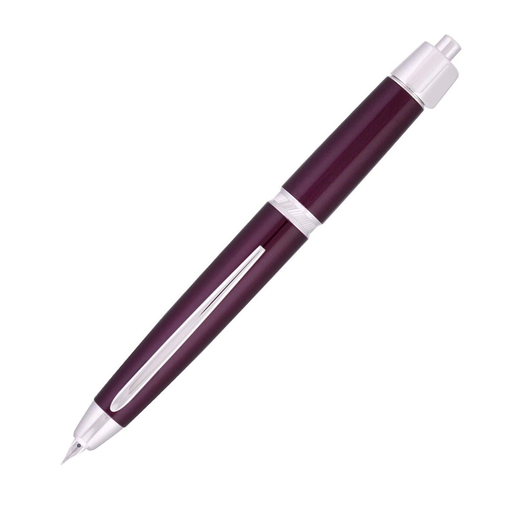 Pilot Capless LS Luxury Rhodium Silver Trim Fountain Pen – 18Kt Gold Rhodium-Plated Nib