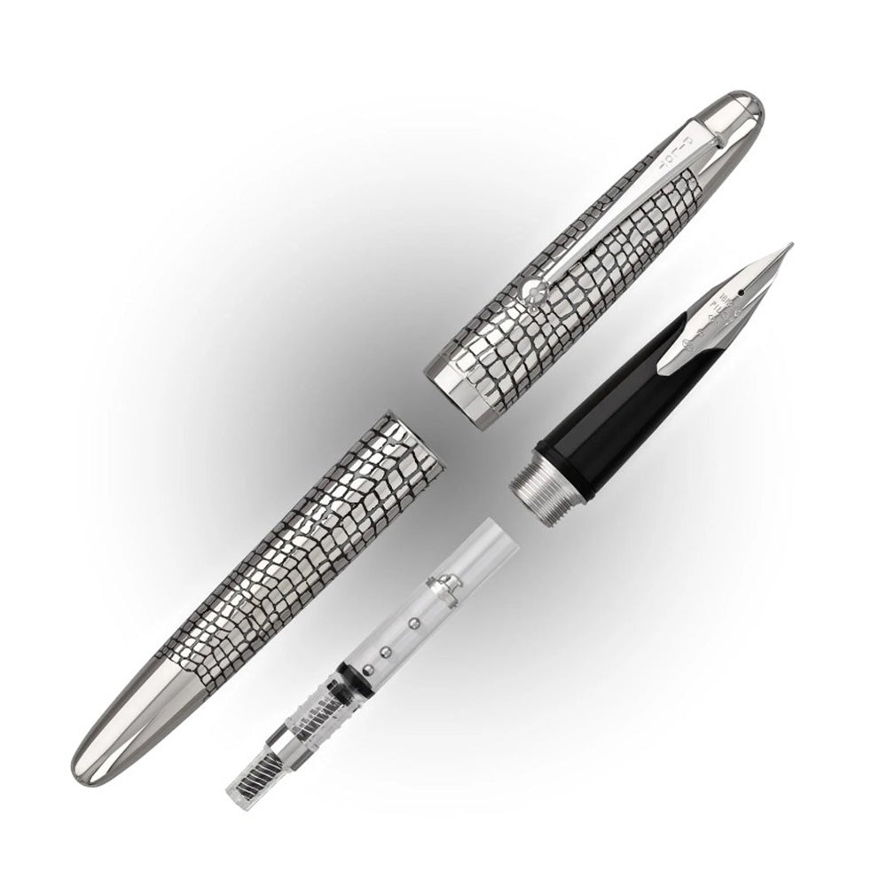 Pilot Silvern Ishidatamu with Silver Trim Fountain Pen – 18Kt Gold Rhodium-Plated Nib