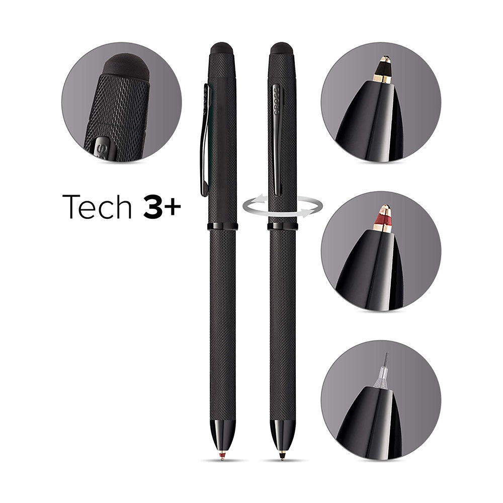 Cross Tech 3+ Multifunction Pen with Stylus Brushed Black