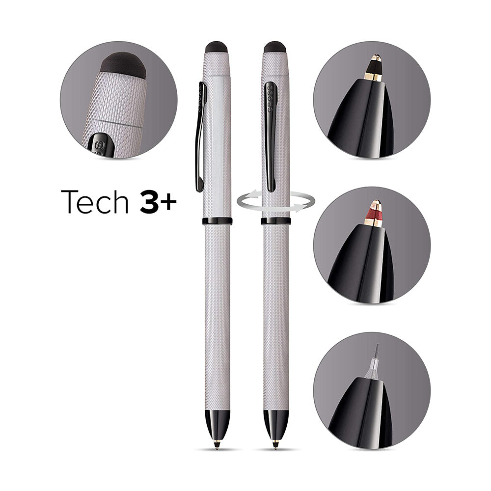 Cross Tech 3+ Multifunction Pen with Stylus Brushed Chrome