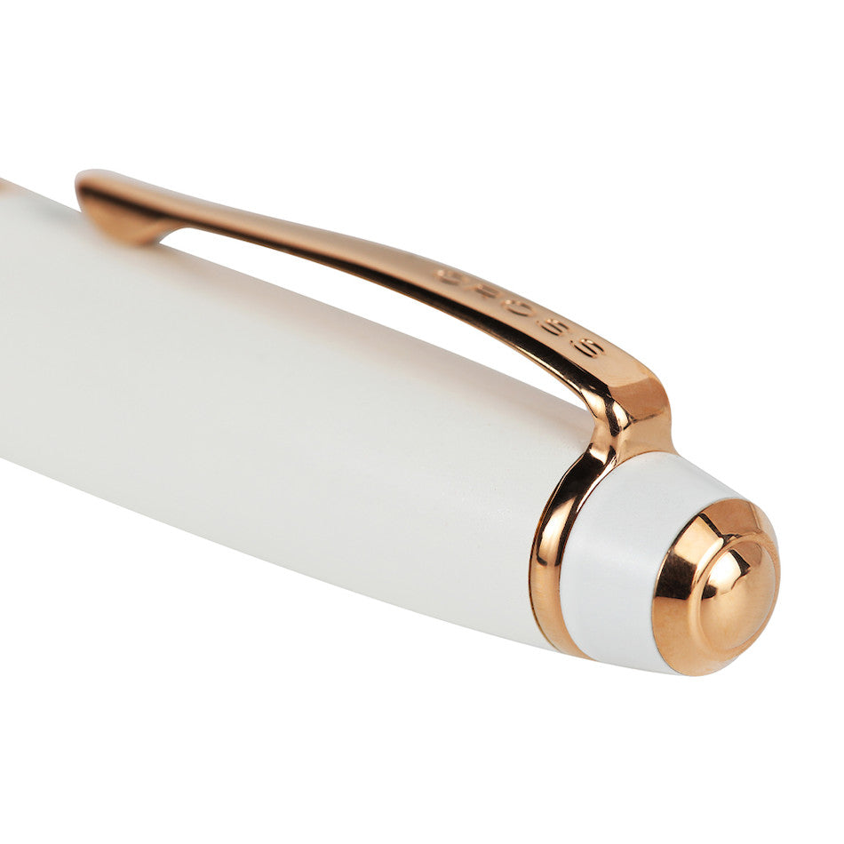 Cross Bailey Ballpoint Pen White Lacquer with Rose Gold Trim