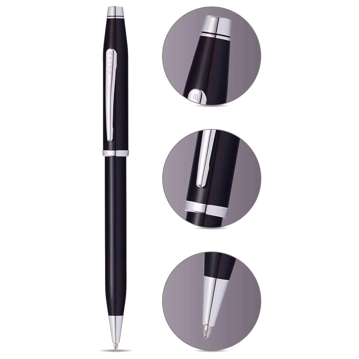 Cross Century II Ballpoint Pen Black Lacquer with Rose Chrome Trim