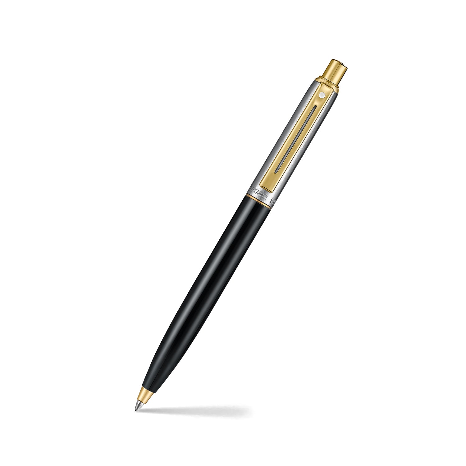 Sheaffer Sentinel Metal Glossy Black Barrel and Brushed Chrome Cap Ballpoint Pen with Gold-Plated Trims