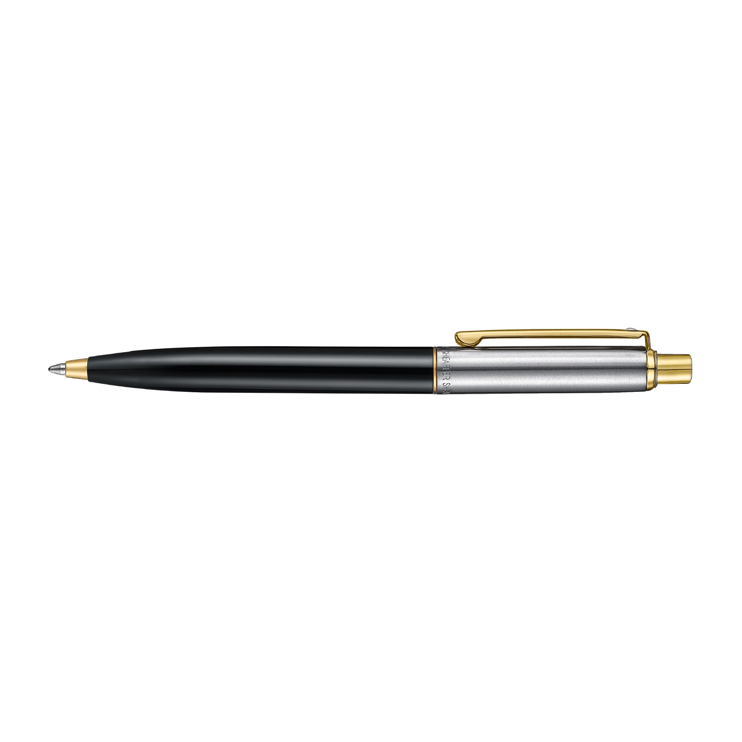 Sheaffer Sentinel Metal Glossy Black Barrel and Brushed Chrome Cap Ballpoint Pen with Gold-Plated Trims