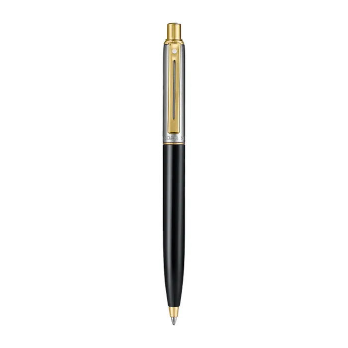 Sheaffer Sentinel Metal Glossy Black Barrel and Brushed Chrome Cap Ballpoint Pen with Gold-Plated Trims