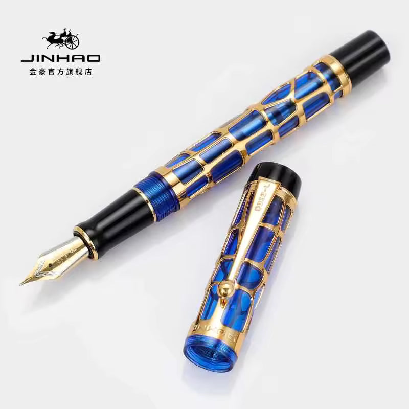 Jinhao Gold Leaf 100 Skeleton Series Fountain Ink Pen Clear Medium Nib