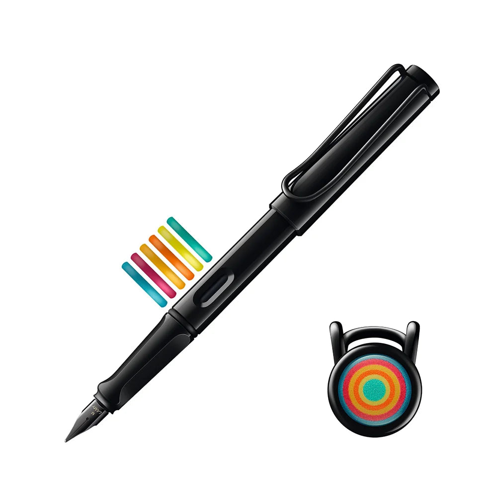 Lamy safari Fountain Pen with 6 multicolor Interchangeable Colored Rings With Gift Box