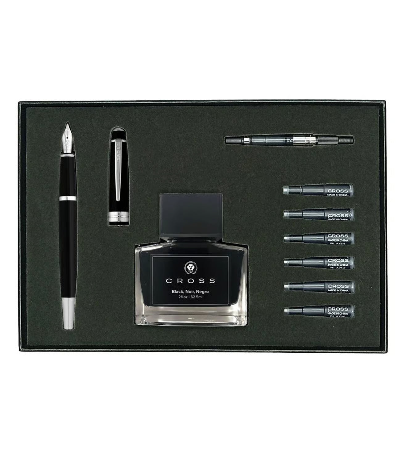 Cross Bailey Black Lacqeur & Bottle Ink Set Fountain Pen
